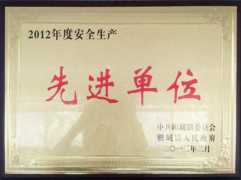2012年度安(ān)全生産(chǎn)先進企業